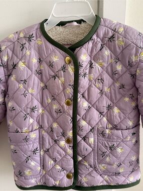 Vineyard Vines Kids Quilted Lilac Floral Jacket with Sherpa Lining
